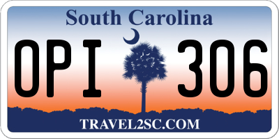 SC license plate OPI306