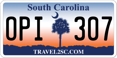 SC license plate OPI307