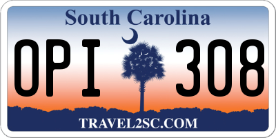 SC license plate OPI308