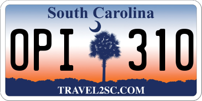 SC license plate OPI310
