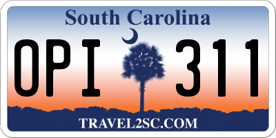 SC license plate OPI311