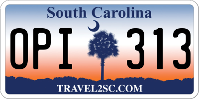 SC license plate OPI313