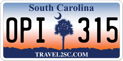 SC license plate OPI315