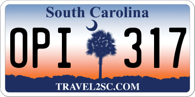SC license plate OPI317