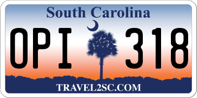 SC license plate OPI318