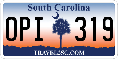 SC license plate OPI319