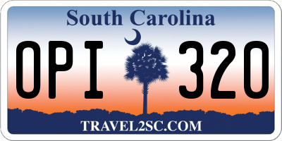 SC license plate OPI320
