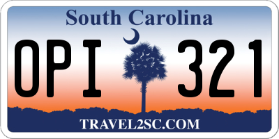 SC license plate OPI321