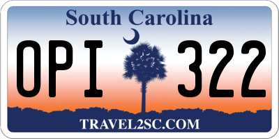 SC license plate OPI322