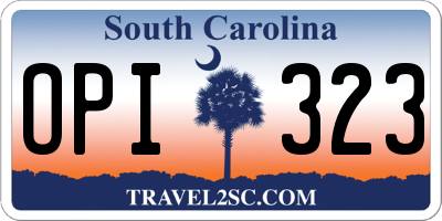 SC license plate OPI323
