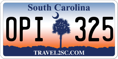 SC license plate OPI325