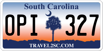 SC license plate OPI327