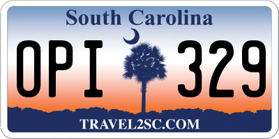 SC license plate OPI329