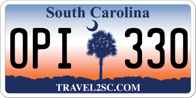 SC license plate OPI330