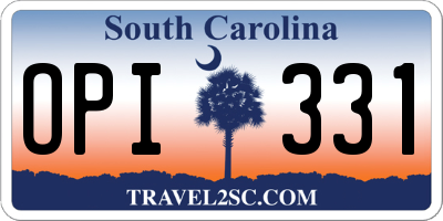 SC license plate OPI331