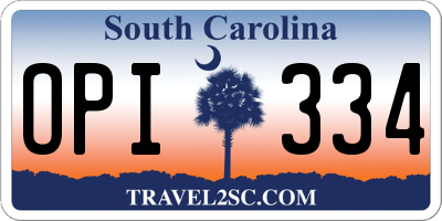 SC license plate OPI334