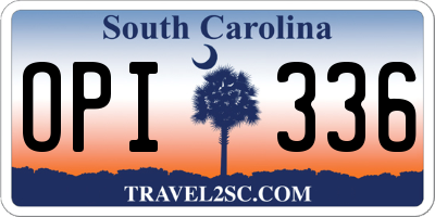 SC license plate OPI336