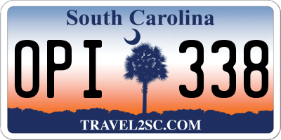 SC license plate OPI338
