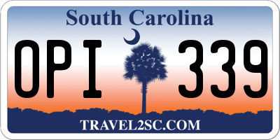 SC license plate OPI339