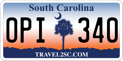 SC license plate OPI340