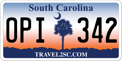 SC license plate OPI342