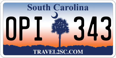 SC license plate OPI343
