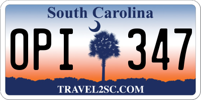 SC license plate OPI347