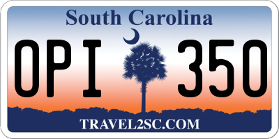 SC license plate OPI350