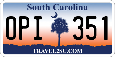 SC license plate OPI351