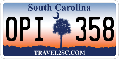 SC license plate OPI358