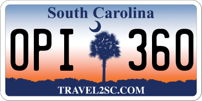 SC license plate OPI360