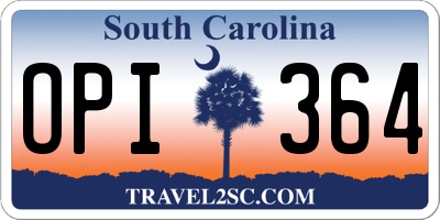 SC license plate OPI364