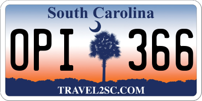 SC license plate OPI366