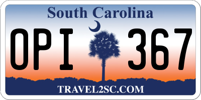 SC license plate OPI367