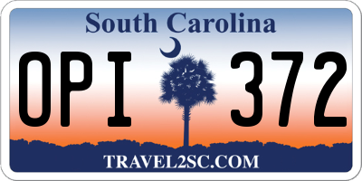SC license plate OPI372