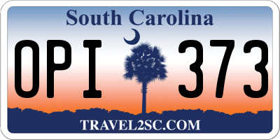 SC license plate OPI373