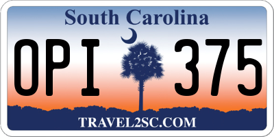 SC license plate OPI375