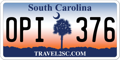 SC license plate OPI376