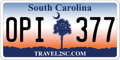 SC license plate OPI377