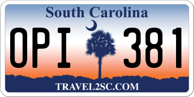 SC license plate OPI381