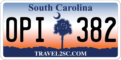 SC license plate OPI382