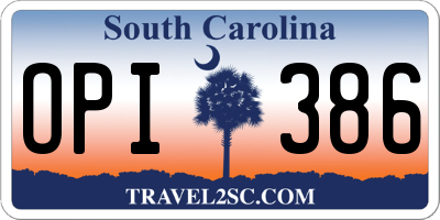 SC license plate OPI386