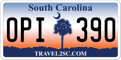 SC license plate OPI390