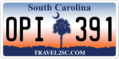 SC license plate OPI391