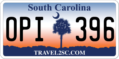 SC license plate OPI396