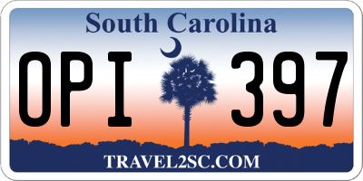 SC license plate OPI397