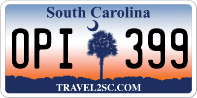 SC license plate OPI399