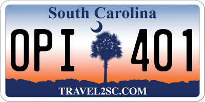 SC license plate OPI401
