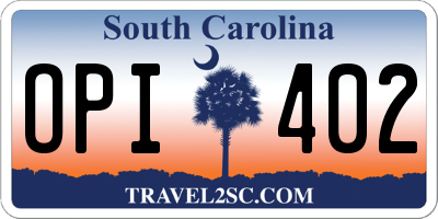 SC license plate OPI402
