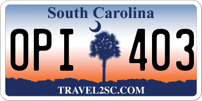 SC license plate OPI403
